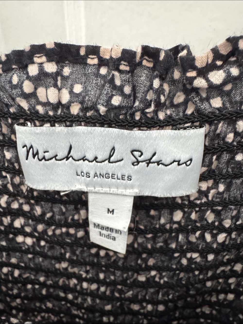 Michael Stars Alejandra Black and Cream Geometric Smocked Maxi Dress pockets M - Picture 2 of 5